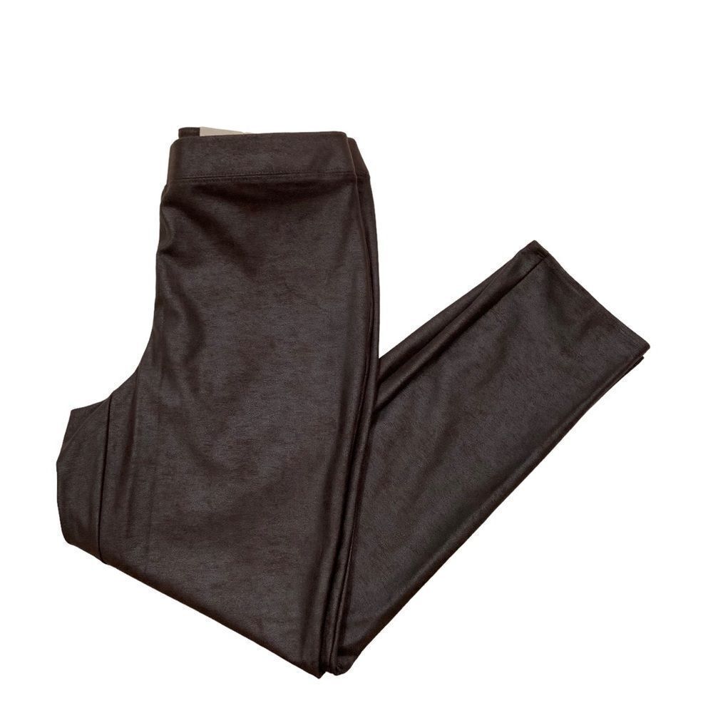 New with Tags Chico’s Faux Knit Suede Leggings Double Espresso Color Size 6 - Picture 2 of 12
